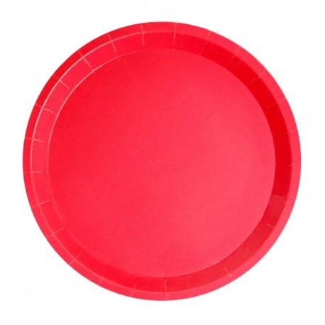 Platos Biodegradables de Cartón Rojo 20,5cm (10 Uds)