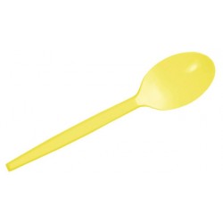 Cucharitas de Plástico Café / Postre Amarillas 12,5cm (15 Uds)