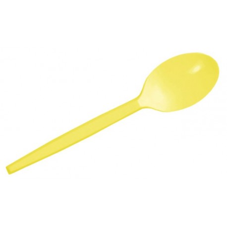 Cucharitas de Plástico Café / Postre Amarillas 12,5cm (15 Uds)