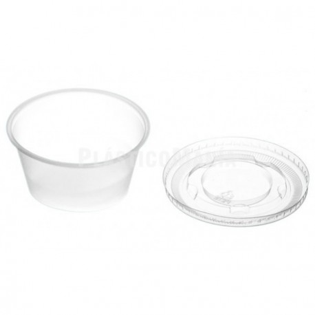 Salseras de Plástico Transparentes con Tapa 100ml (50 Uds)